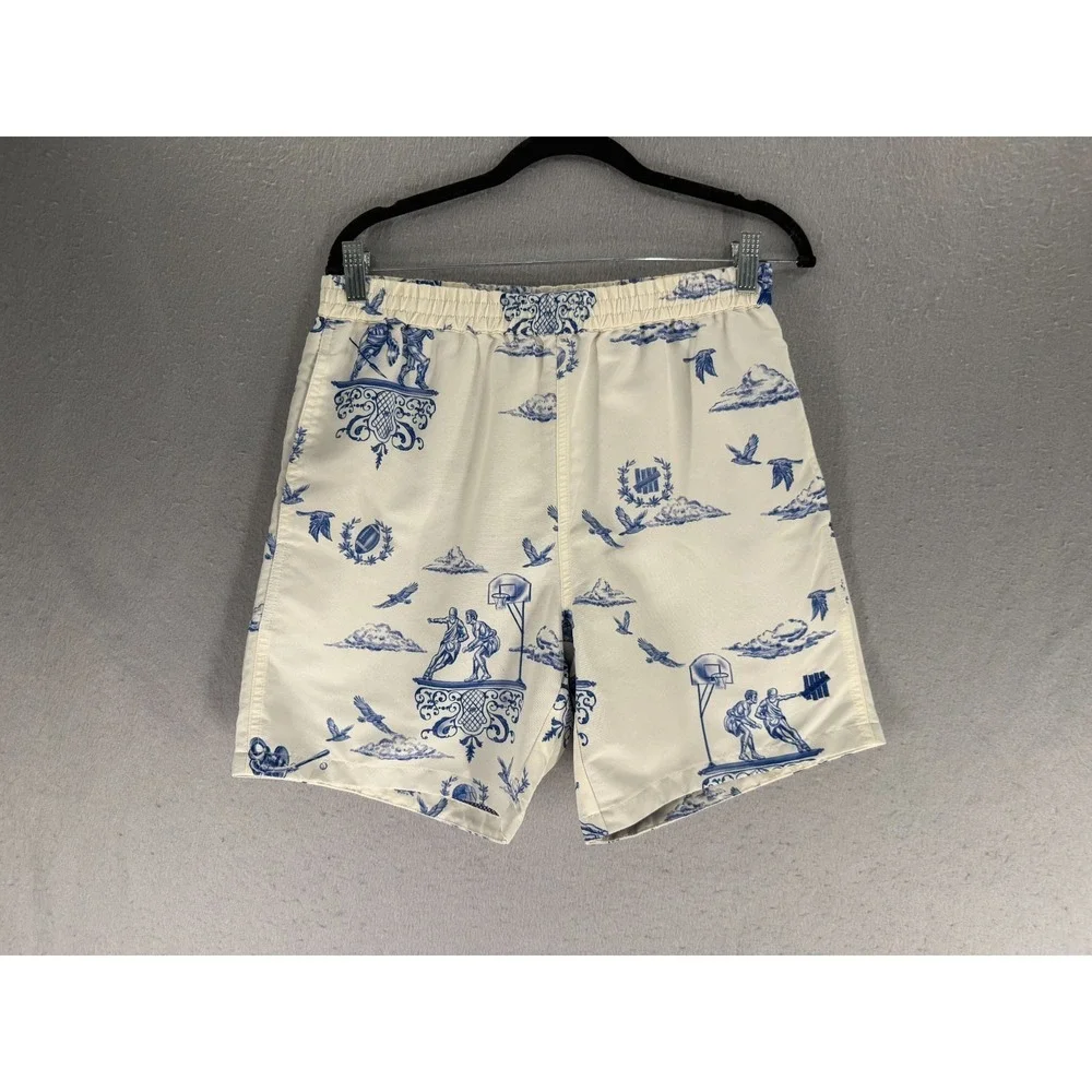 Undefeated UNDFTD Shorts Mens M Blue Toile Lined Streetwear‎ Hybrid Swim Trunks